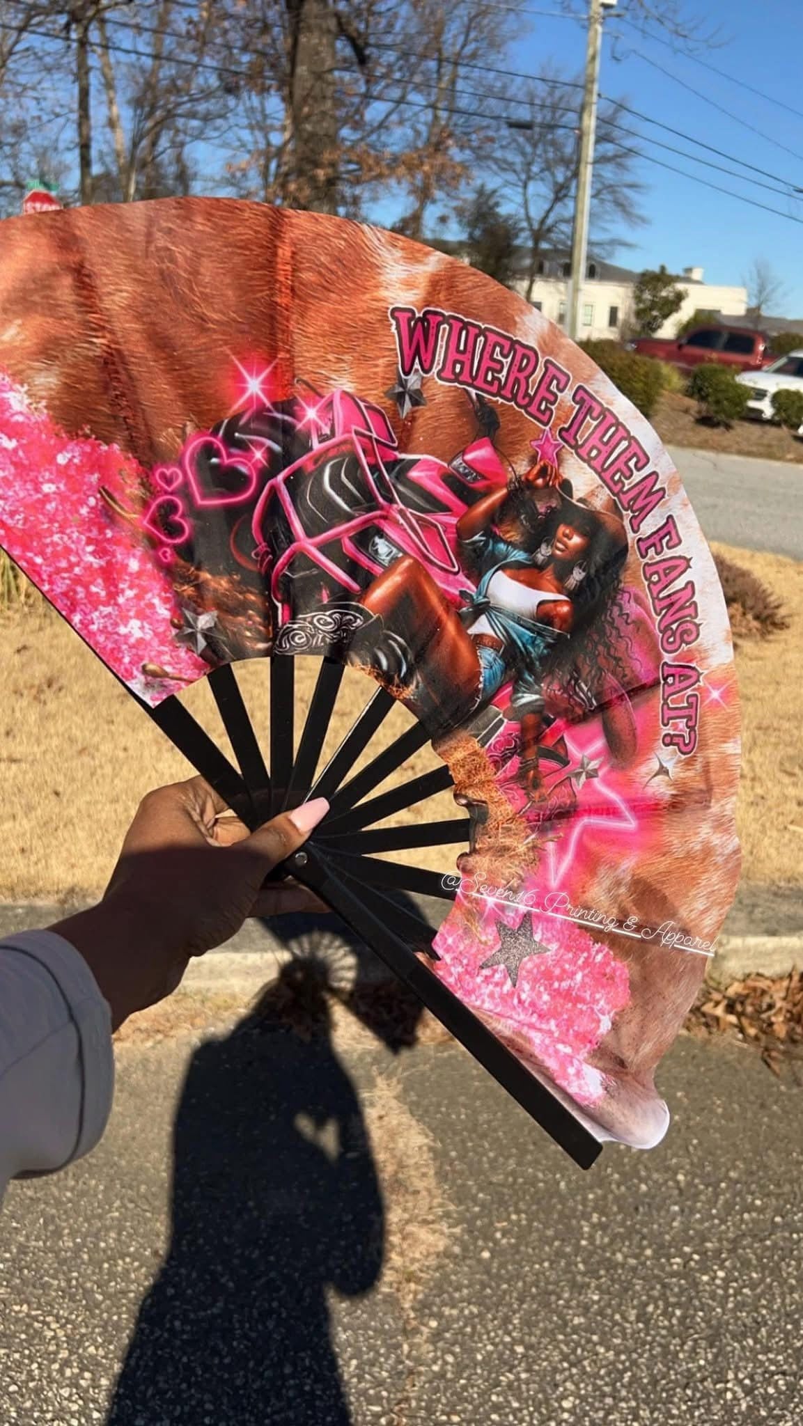 25 Inch Sublimation Fans Black Handle