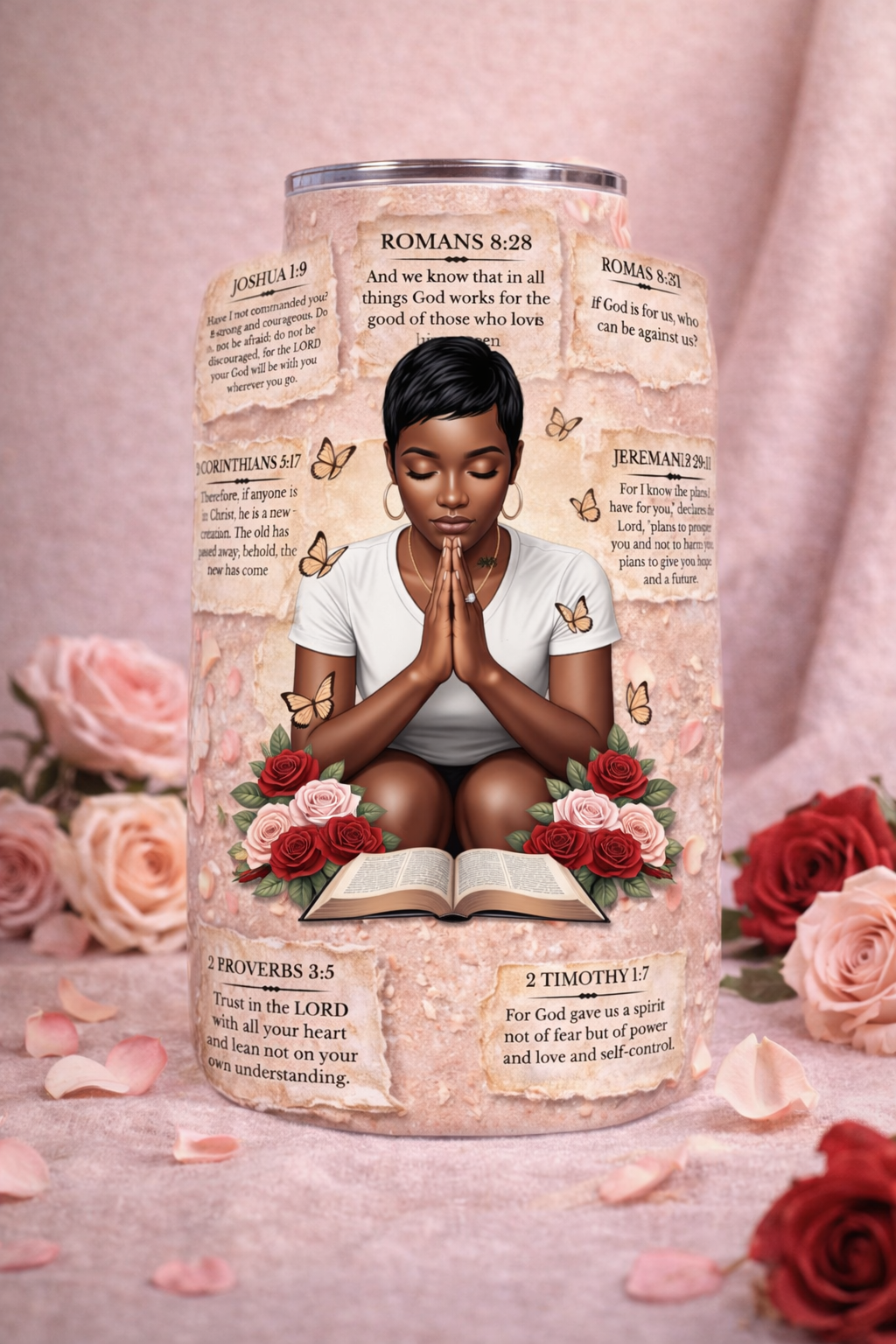 Roses & Prayer 20oz Straight Tumbler PNG