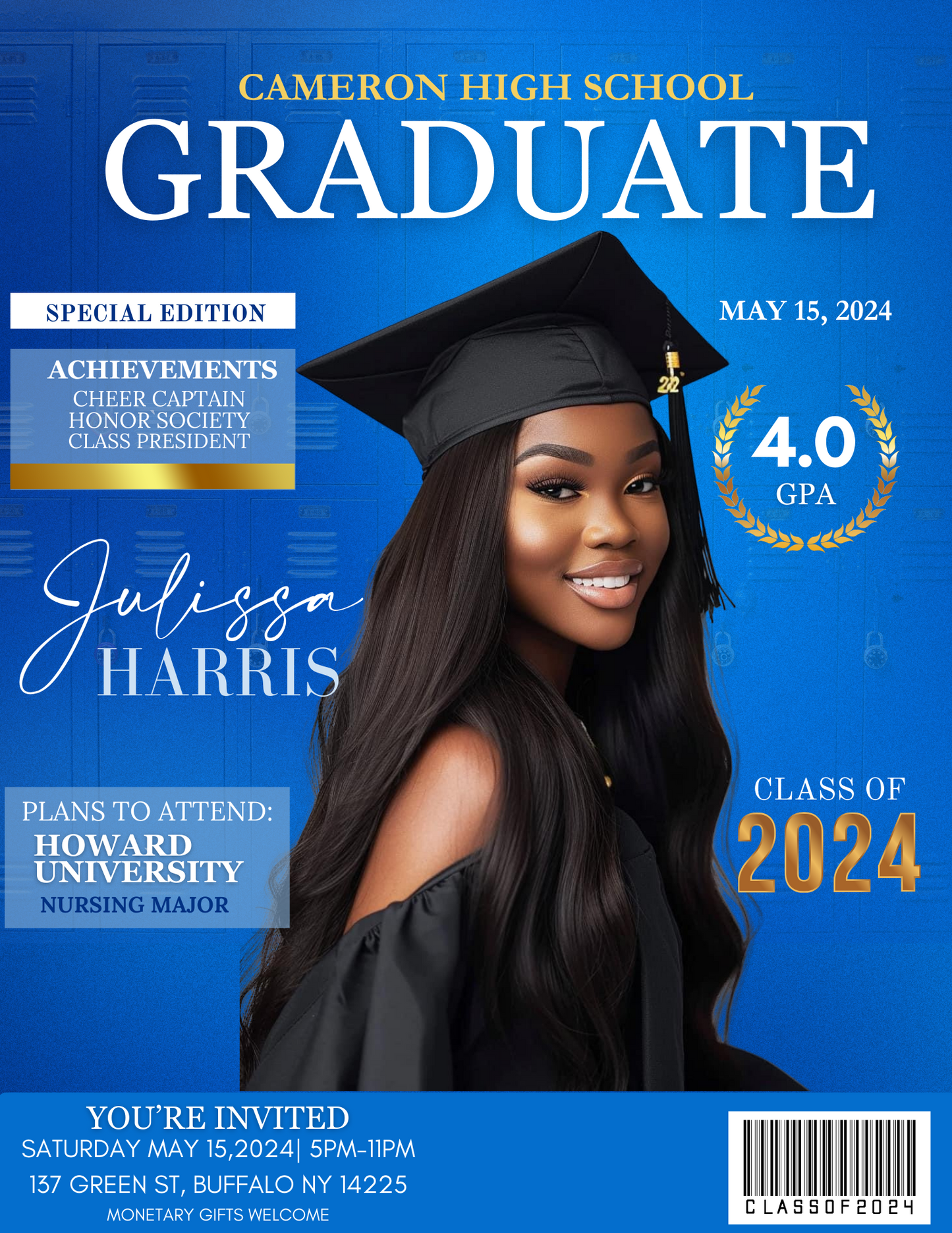 Blue Grad Magazine Canva Template