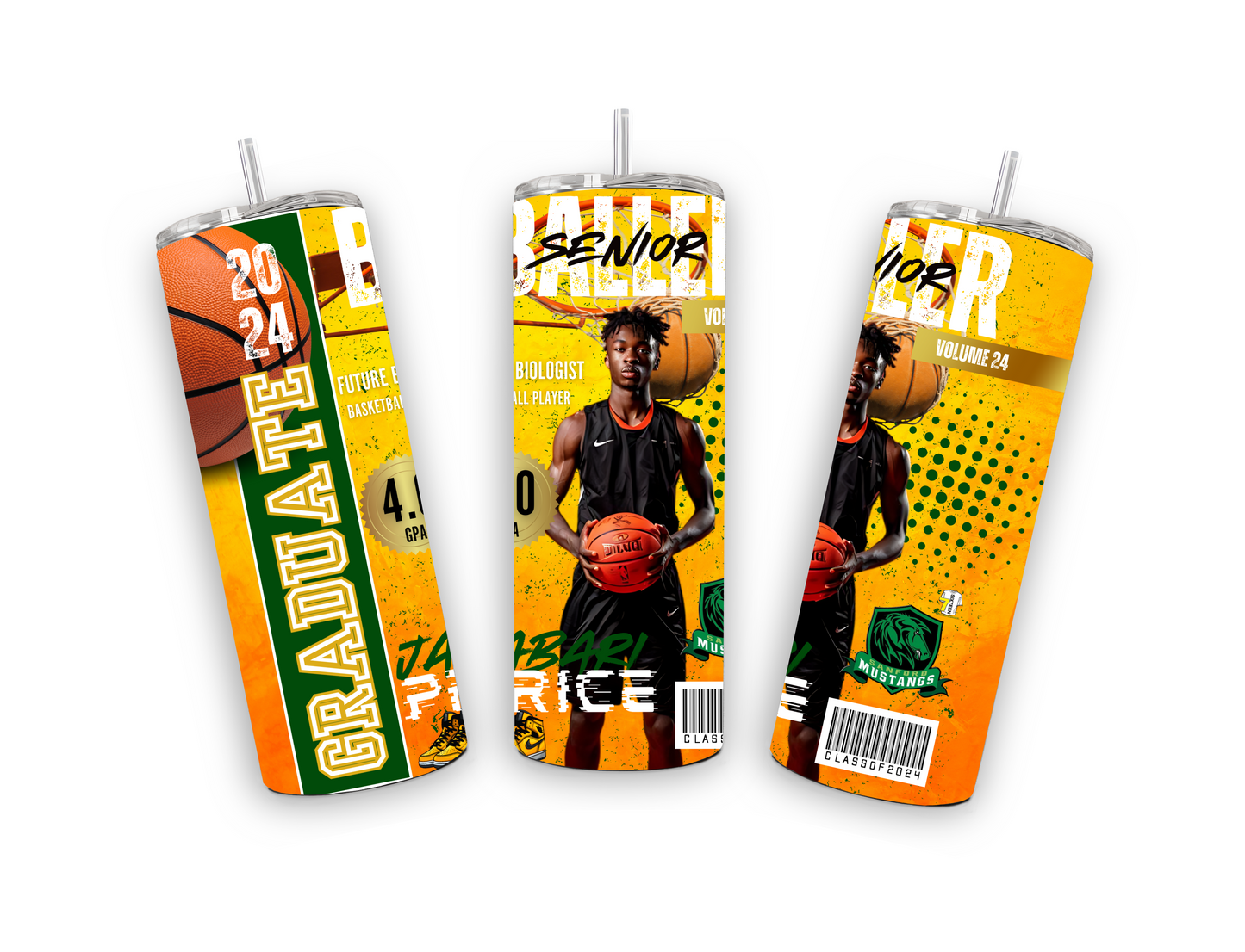 Ultimate Sports Player Graduates Bundle: 6 Canva Templates for 20oz Straight Tumblers - Instant Download