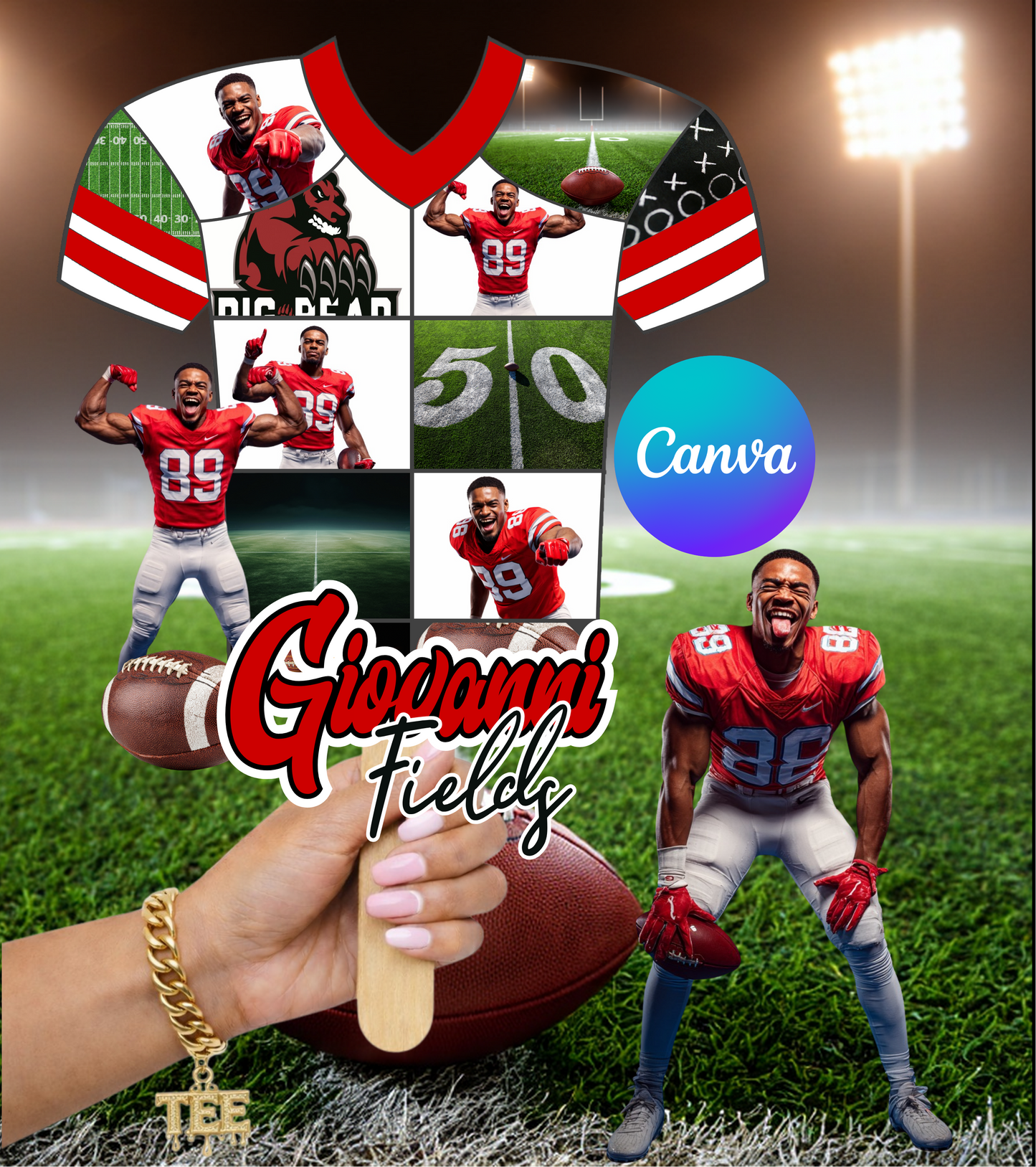 Custom Football Jersey Fan Template (Canva Pro Only)