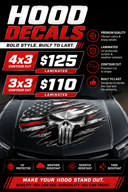 Custom Hood Decals – Contour Cut & Laminated