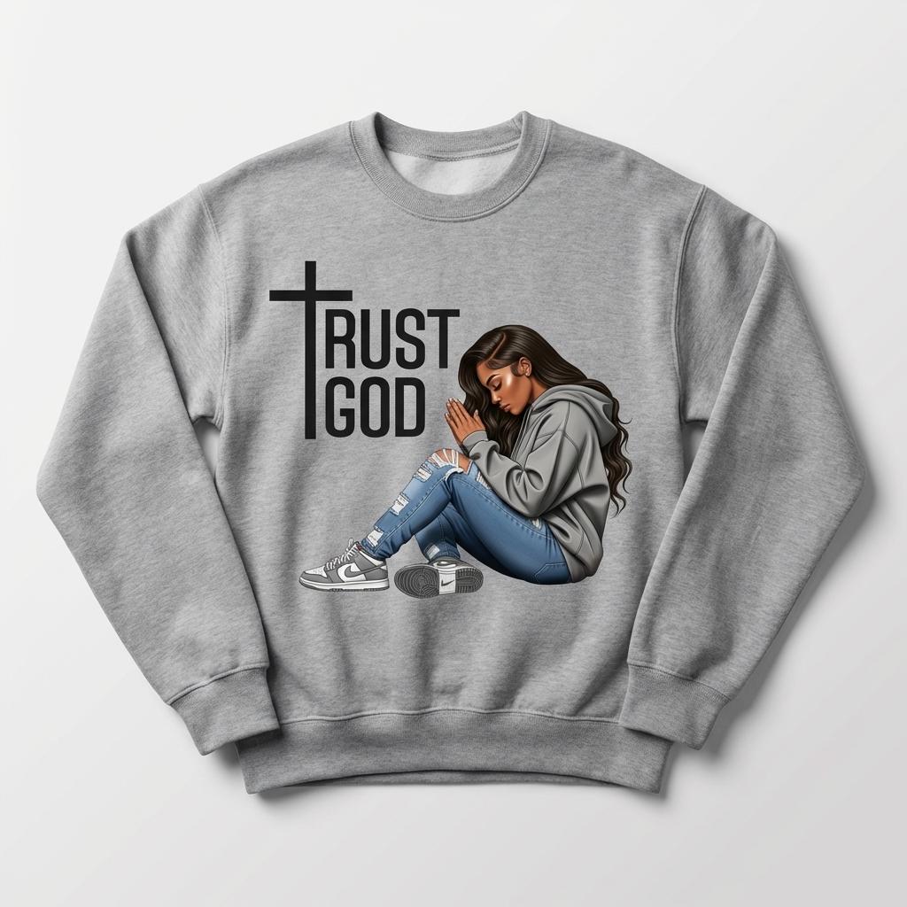 Trust God Prayer Girl – UV DTF (5x5) or PNG File (READ BEFORE PURCHASE)