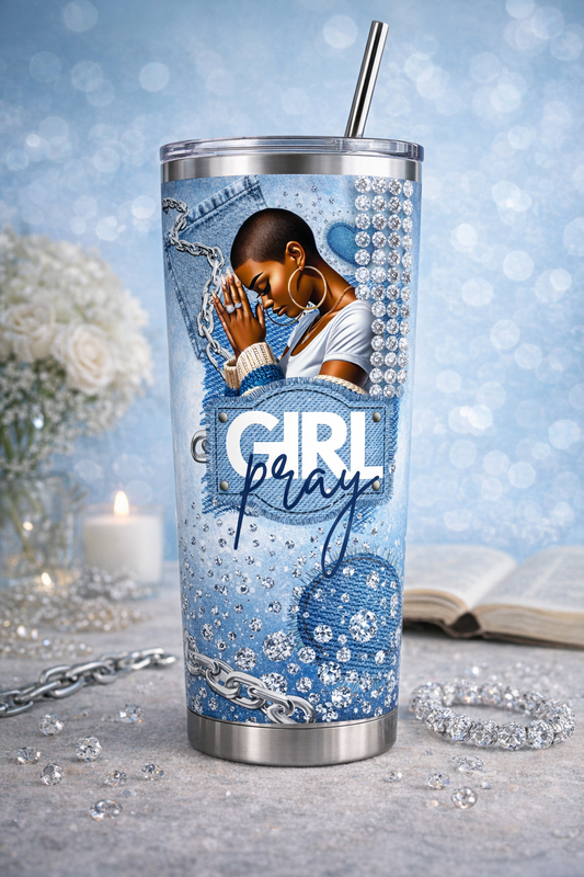Girl Pray Tumbler PNG (NON-EDITABLE)