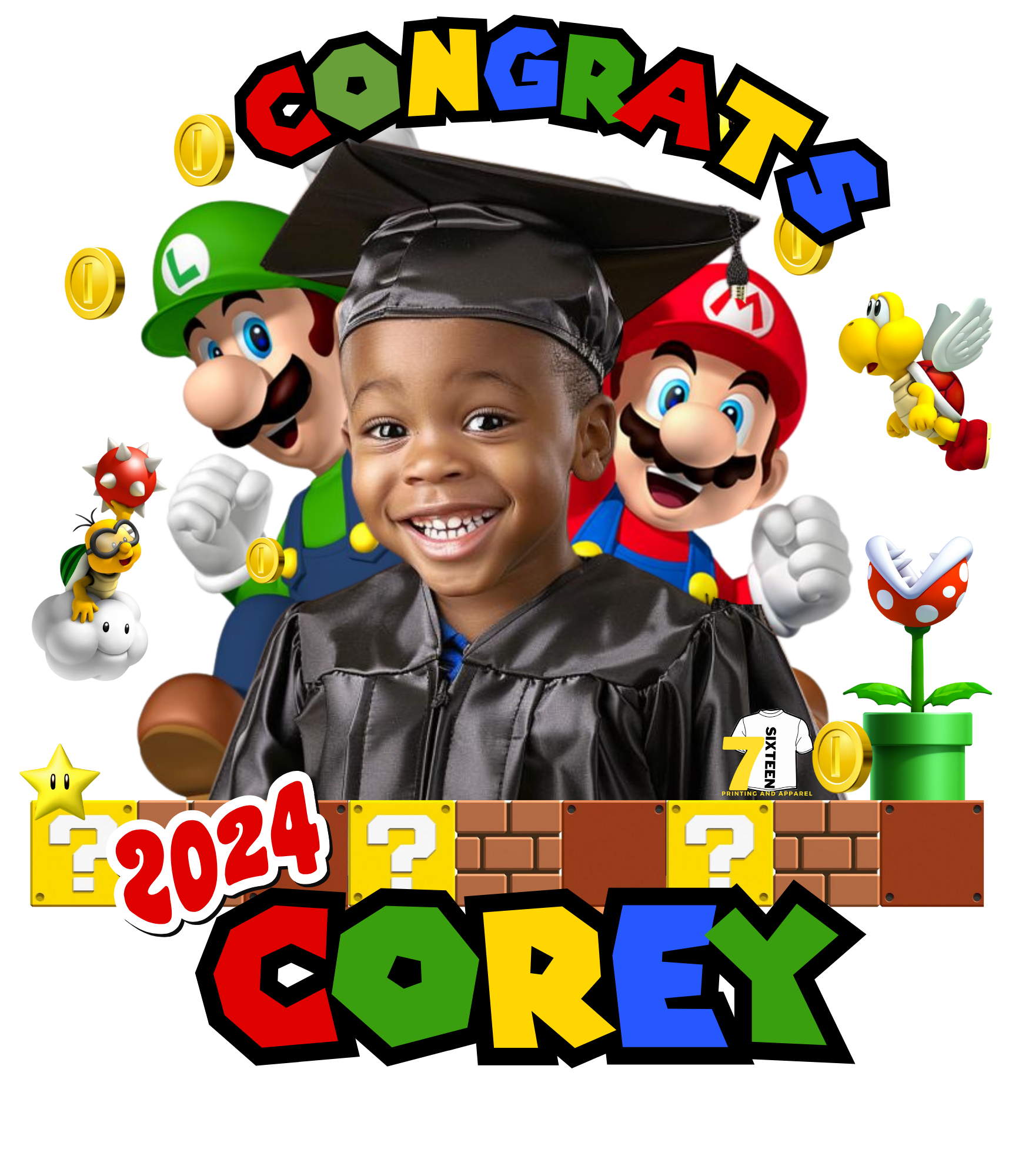 Mario Graduation Topper Products – Page 2 – Seven16 Printing & Apparel
