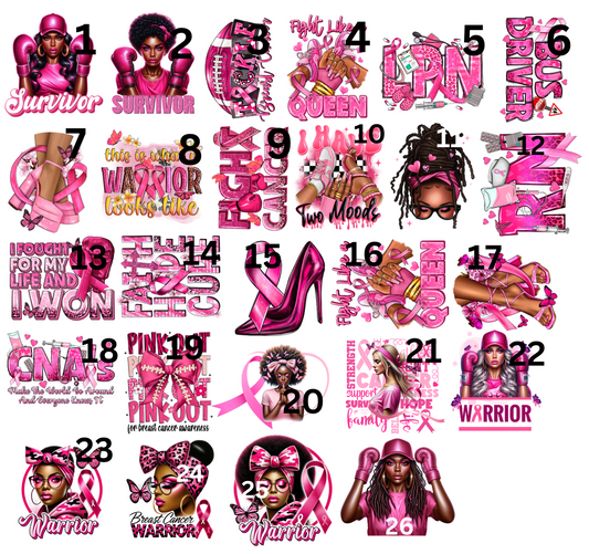 Breast Cancer UV DTF Stickers