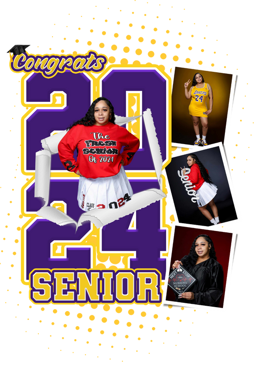 Purple Yellow White 2024 Grad Template