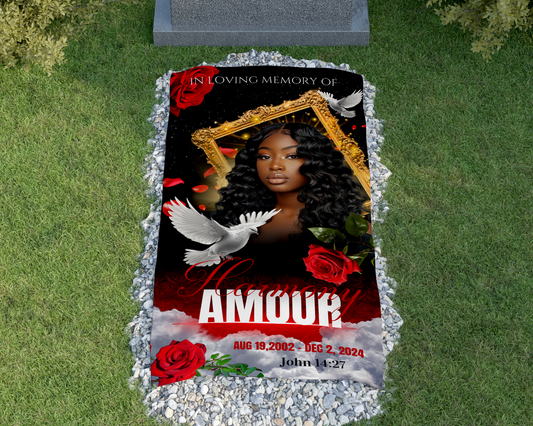 Red Rose Memorial Grave Blanket CANVA PRO TEMPLATE