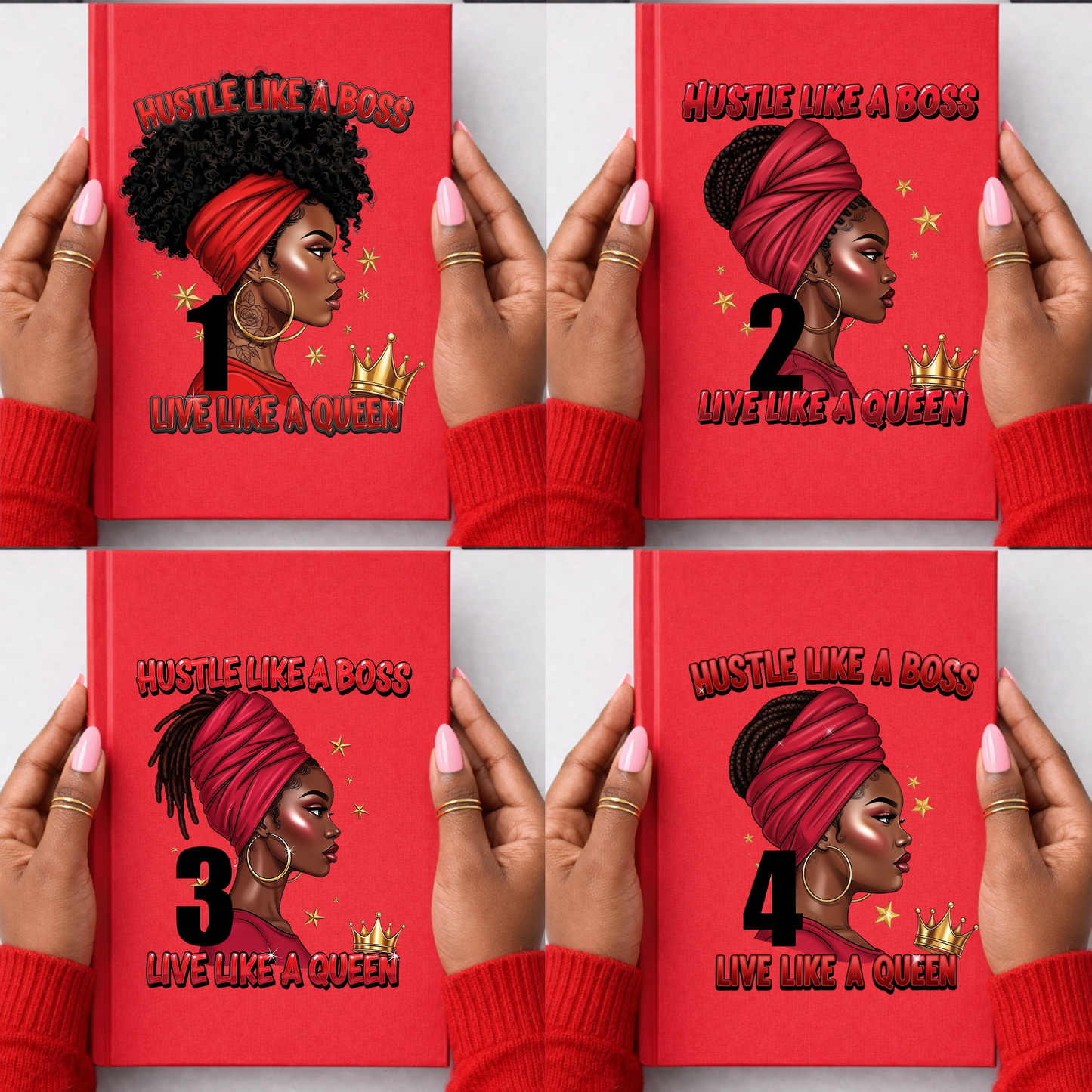 Red HUSTLE LIKE A BOSS – LIVE LIKE A QUEEN.